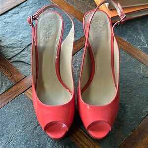 Vince Camuto Red Slingback Heels Elegant Peep Toe